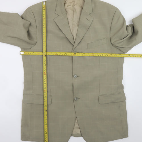 Rosselini Men's Beige Checked Wool Blend Blazer 42R Classic Fit