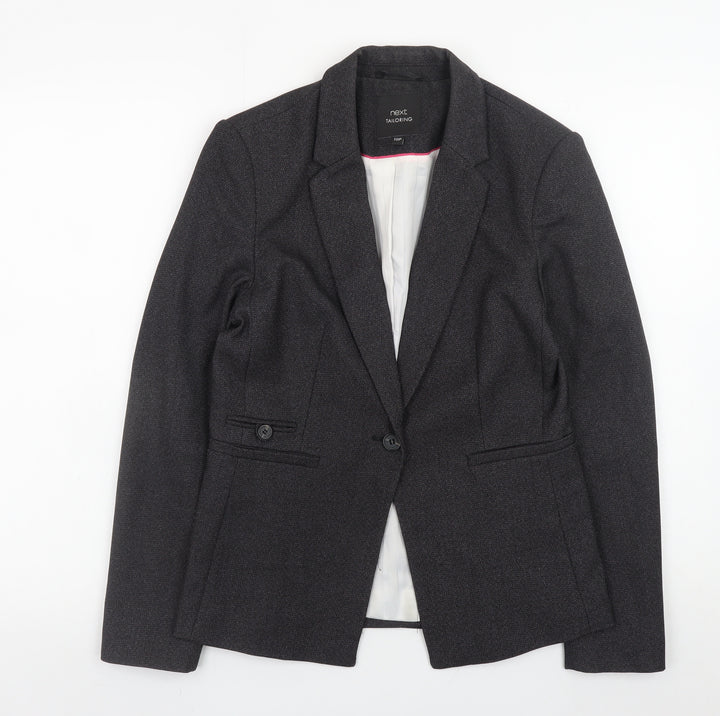 Next Women Black Tailored Blazer Jacket Size 10 Classic Wool Look