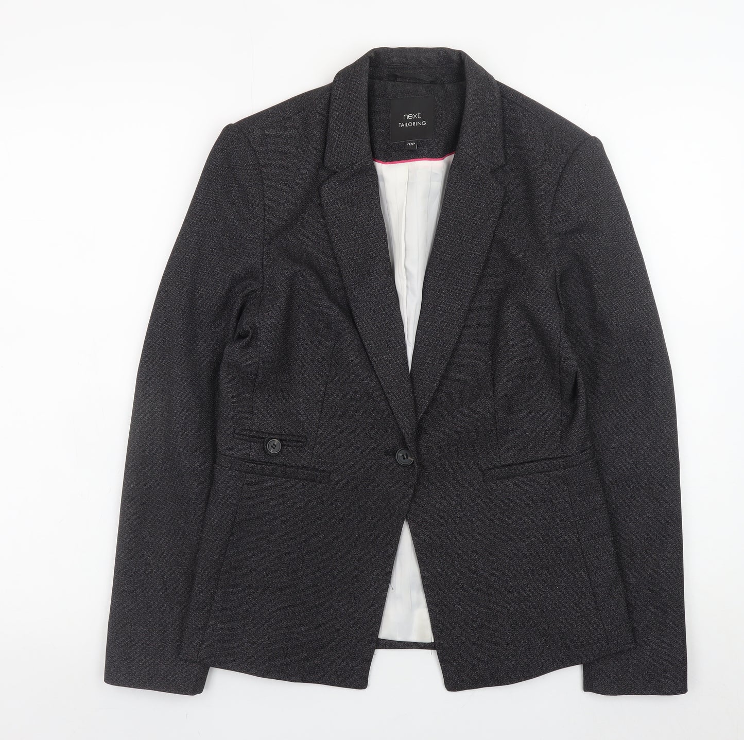 Next Women Black Tailored Blazer Jacket Size 10 Classic Wool Look