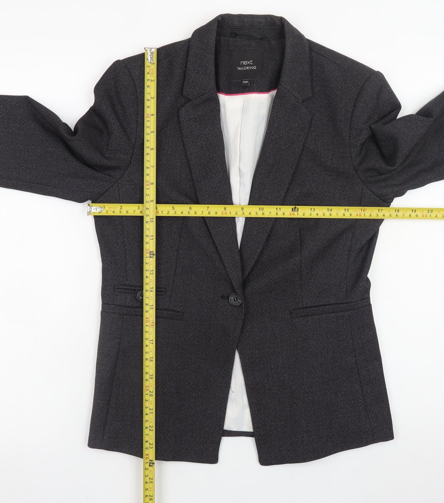 Next Women Black Tailored Blazer Jacket Size 10 Classic Wool Look