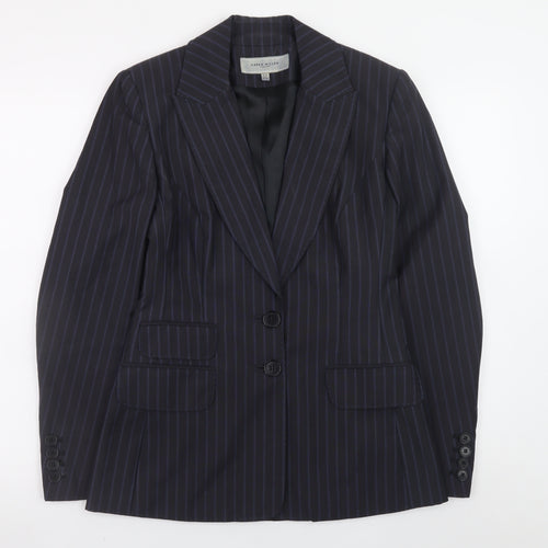 Karen Millen Women's Black Pinstripe Wool Blend Blazer UK 10