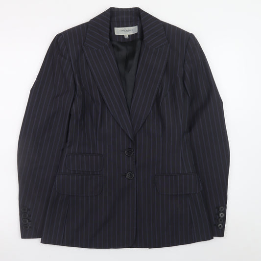 Karen Millen Women's Black Pinstripe Wool Blend Blazer UK 10