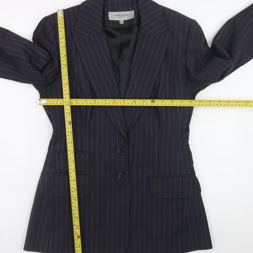 Karen Millen Women's Black Pinstripe Wool Blend Blazer UK 10
