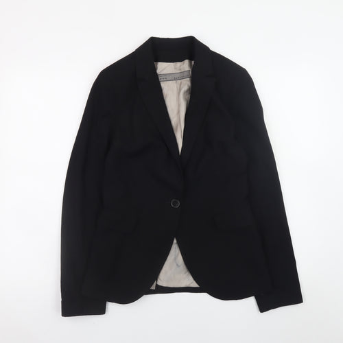 Zara Basic Womens Black Blazer Jacket Size 8 Classic Single Breasted