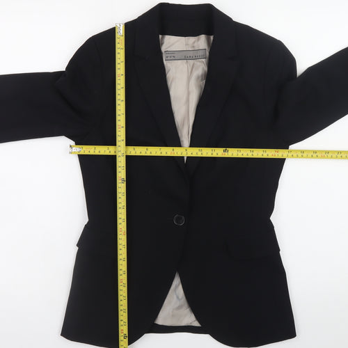 Zara Basic Womens Black Blazer Jacket Size 8 Classic Single Breasted