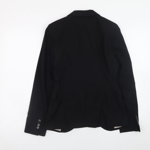 Zara Basic Womens Black Blazer Jacket Size 8 Classic Single Breasted