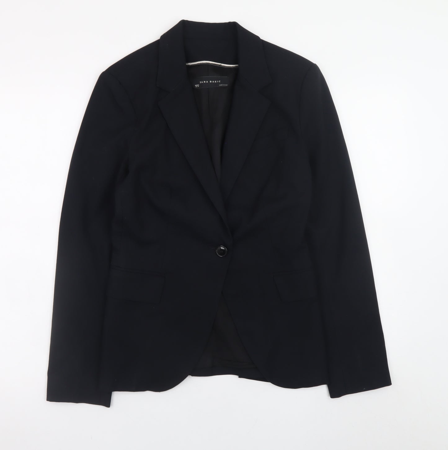 Zara Women's Black Blazer Size 10 Classic Lined Work Jacket