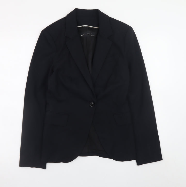 Zara Women's Black Blazer Size 10 Classic Lined Work Jacket
