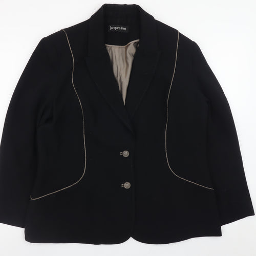 Jacques Vert Women’s Black Blazer Size 14 Formal Lined Jacket