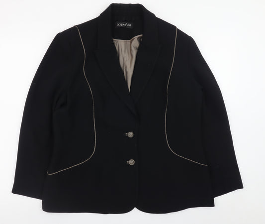 Jacques Vert Women’s Black Blazer Size 14 Formal Lined Jacket