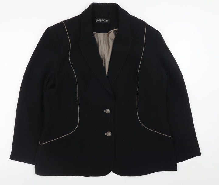 Jacques Vert Women’s Black Blazer Size 14 Formal Lined Jacket