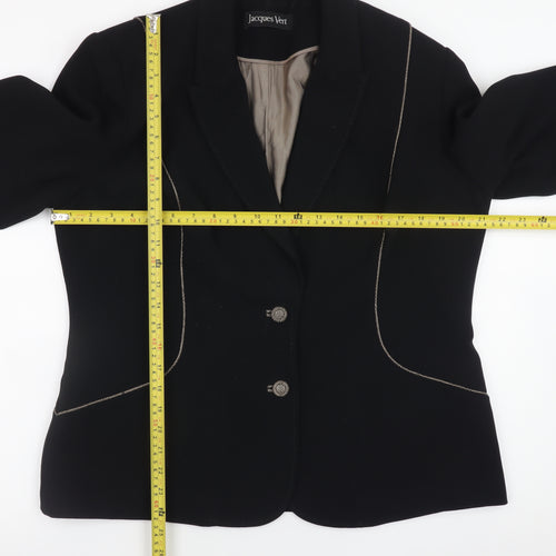 Jacques Vert Women’s Black Blazer Size 14 Formal Lined Jacket