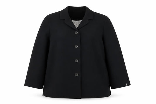 Front view of Monsoon Women’s Black Blazer, size UK 14, Classic Buttoned Jacket