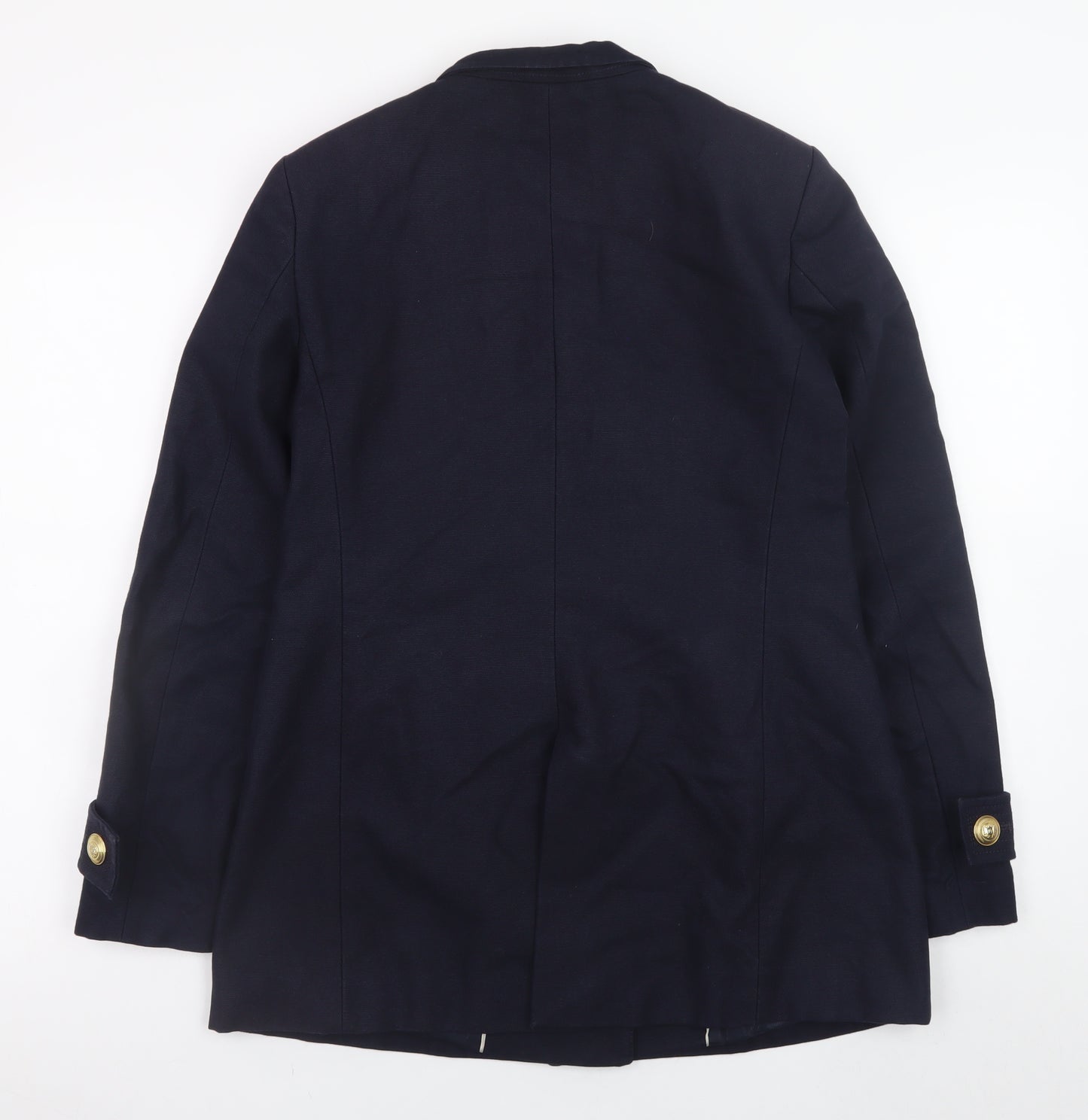 Zara Women's Blue Pea Coat Size 8 Double-Breasted Cotton Blend