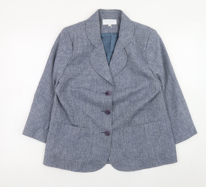 Cotswold Collections Women Blue Size 14 Classic Blazer Jacket