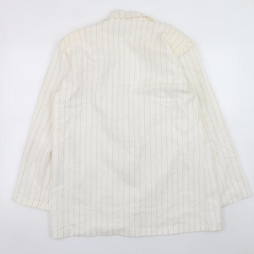 Boohoo Women’s Ivory Pinstripe Blazer UK 10 Single-Breasted Jacket