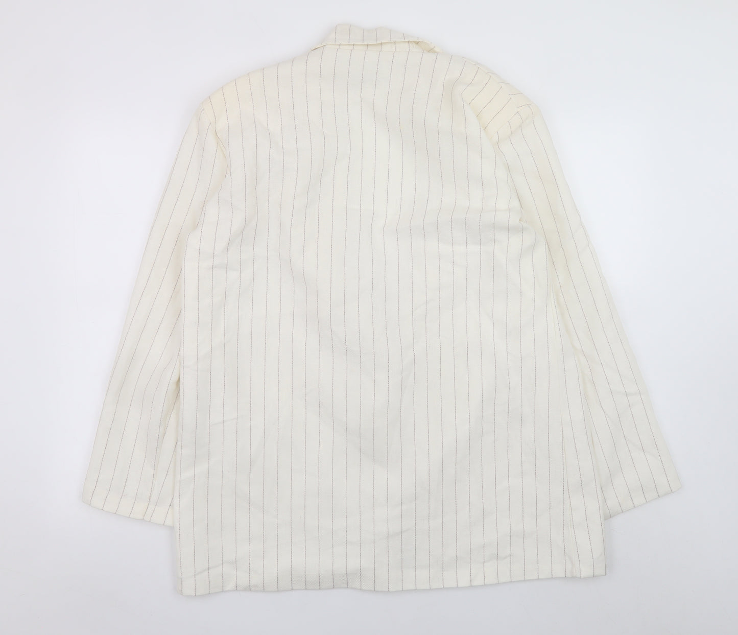 Boohoo Women’s Ivory Pinstripe Blazer UK 10 Single-Breasted Jacket
