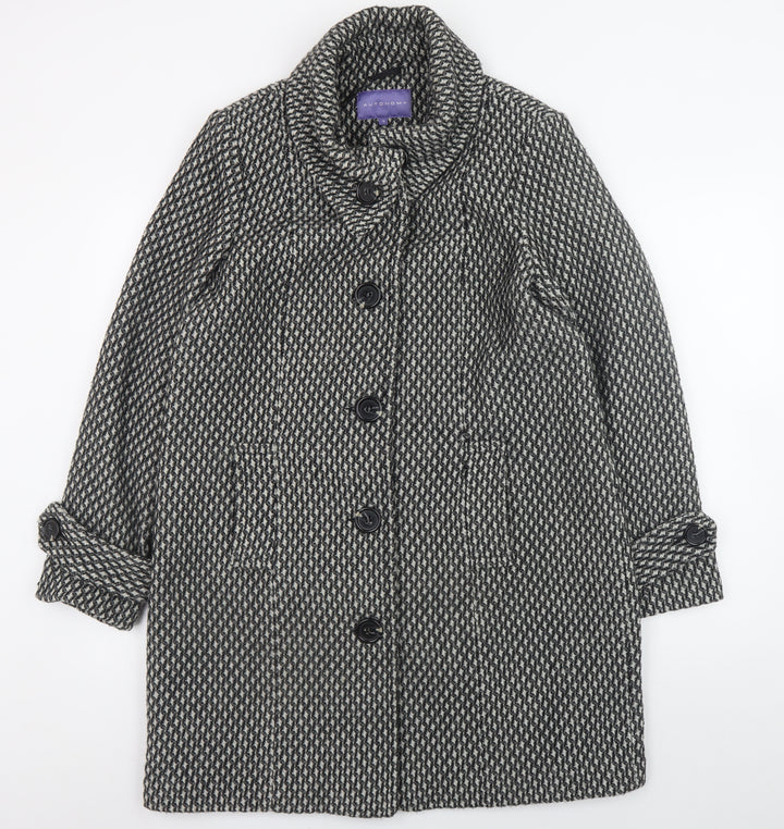 Autonomy Women Grey Mid-Length Wool Blend Button Overcoat Size 16