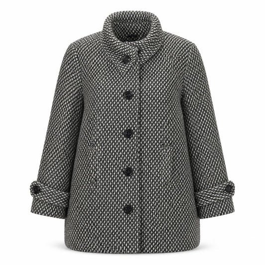 Front view of Autonomy Women Grey Mid-Length Wool Blend Button Overcoat, size 16