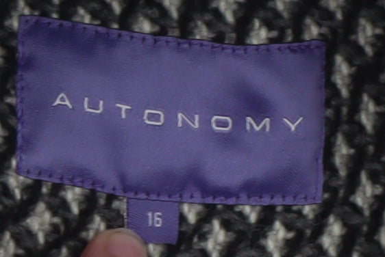 Autonomy Women Grey Mid-Length Wool Blend Button Overcoat Size 16
