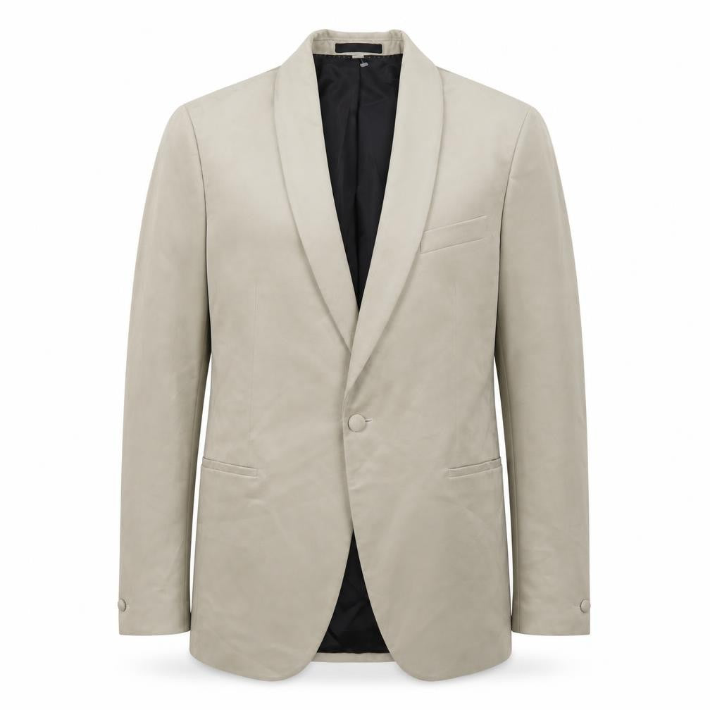 Front view of Marks & Spencer Men’s Beige XL Blazer Long Length Shawl Collar