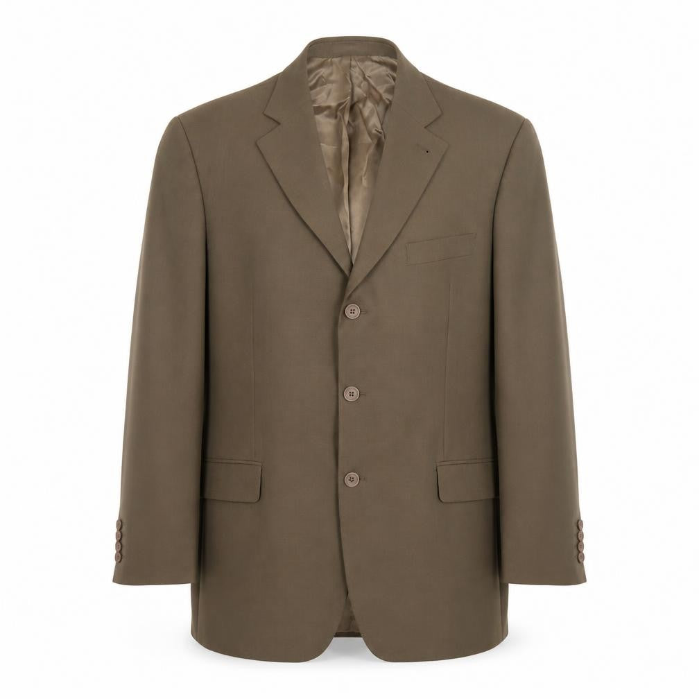 Front view of Tom English Men's Brown Wool Blend 42R Classic Blazer Jacket