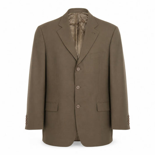 Front view of Tom English Men's Brown Wool Blend 42R Classic Blazer Jacket