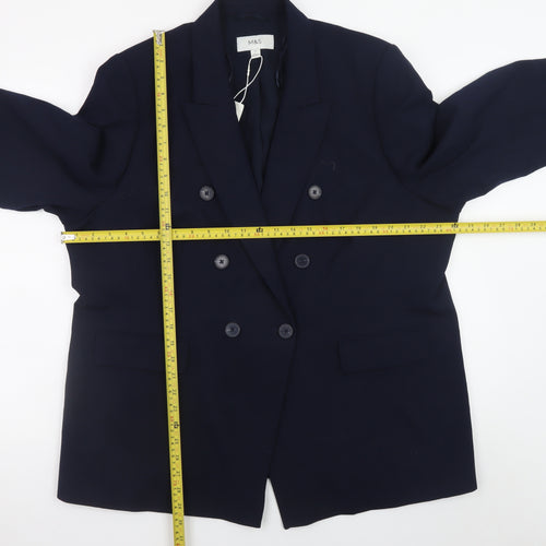 Marks and Spencer Womens Blue Size 22 Double Breasted Blazer Jacket
