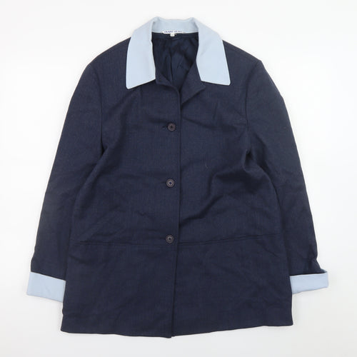 Penny Plain Women's Blue Wool Blend Overcoat Size 12