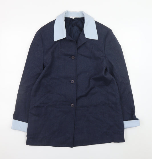 Penny Plain Women's Blue Wool Blend Overcoat Size 12