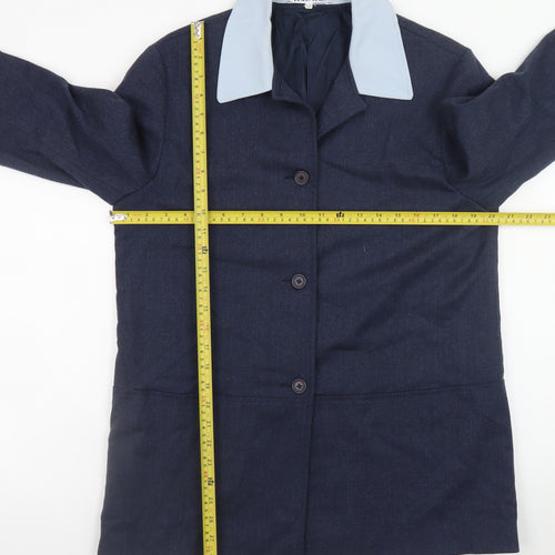 Penny Plain Women's Blue Wool Blend Overcoat Size 12