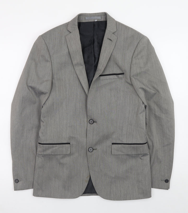 Women's Grey Regular Fit Blazer Jacket Size 10 Formal Workwear