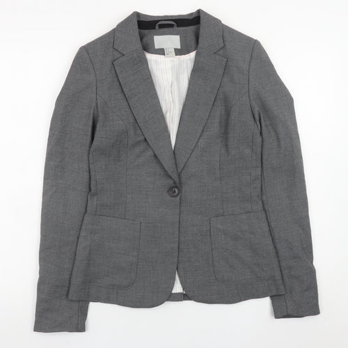 H&M Womens Grey Slim Fit Blazer Jacket Size 8