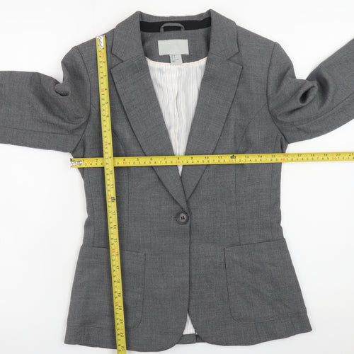 H&M Womens Grey Slim Fit Blazer Jacket Size 8