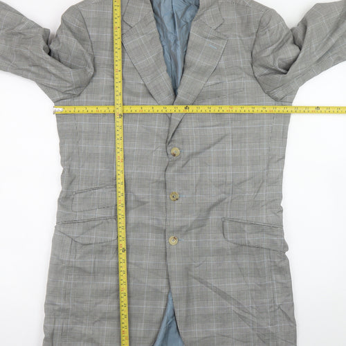 Pal Zileri Men's Grey Checked Wool Blazer Jacket Size 52 Regular