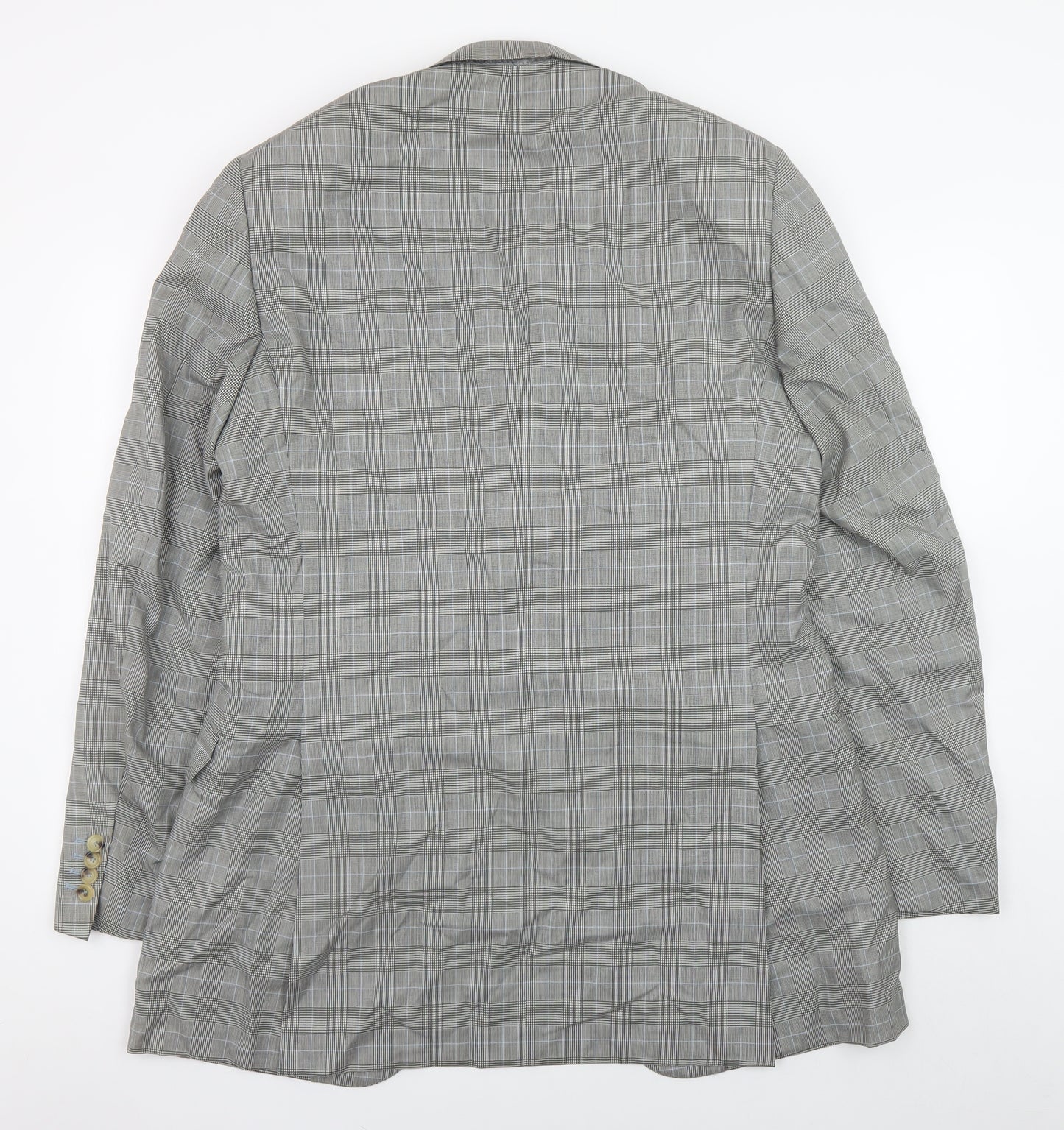 Pal Zileri Men's Grey Checked Wool Blazer Jacket Size 52 Regular