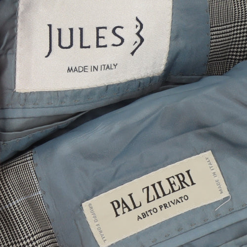 Pal Zileri Men's Grey Checked Wool Blazer Jacket Size 52 Regular
