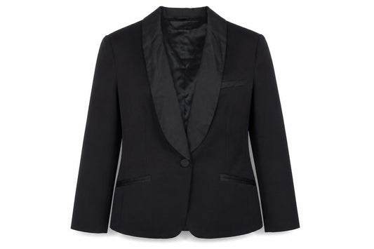 Front view of Birger et Mikkelsen Women’s Black Wool Blend Blazer, size UK 12