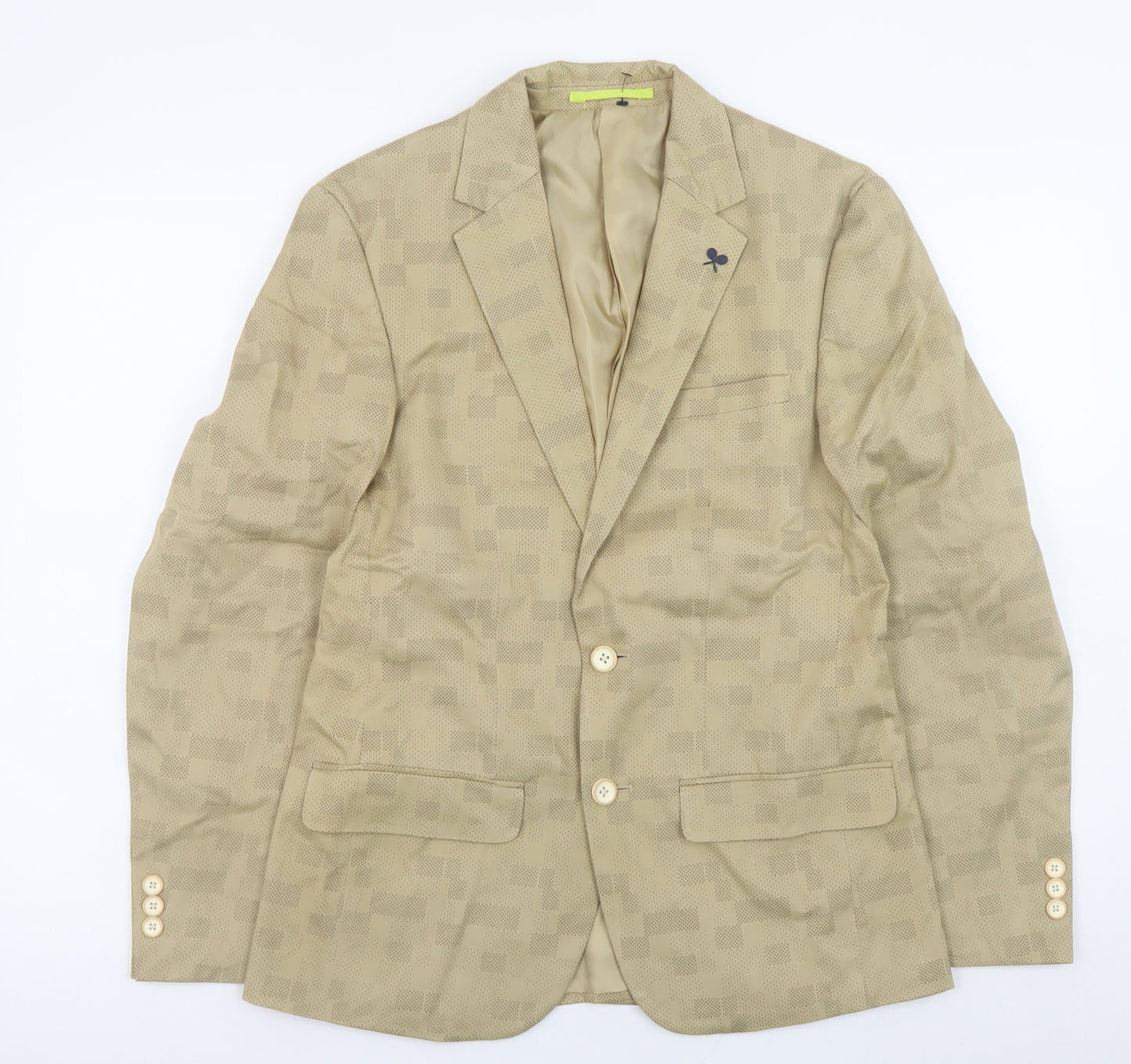 Solly Sport Men's Beige Check Slim Fit Blazer 36R Wimbledon Cotton