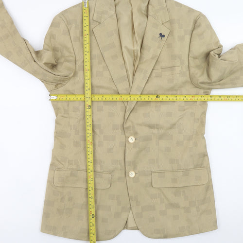 Solly Sport Men's Beige Check Slim Fit Blazer 36R Wimbledon Cotton