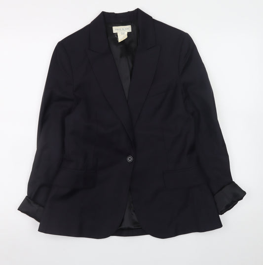 Paul & Joe Women's Black Wool Blazer Size 10 Classic Work Jacket