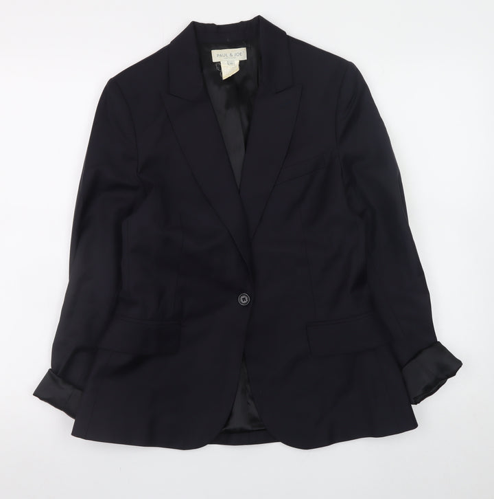 Paul & Joe Women's Black Wool Blazer Size 10 Classic Work Jacket