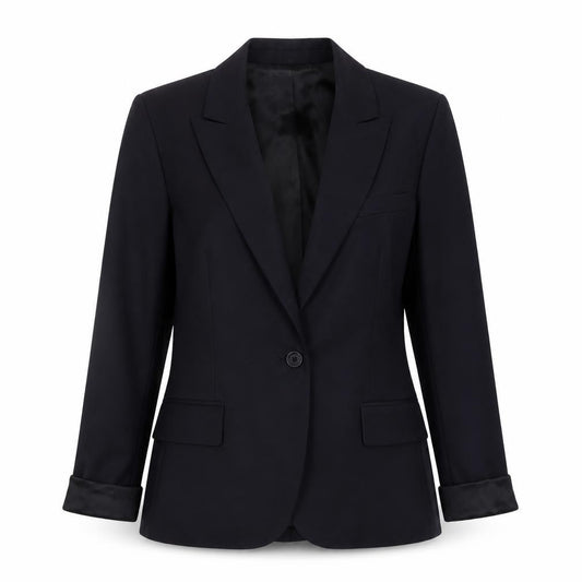 Front view of Paul & Joe Women's Black Wool Blazer, size 10, Classic Work Jacket