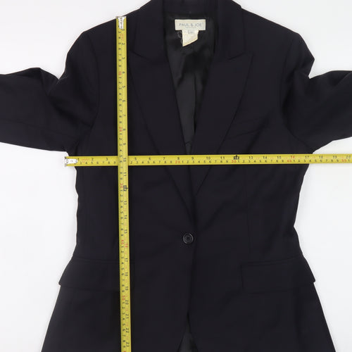 Paul & Joe Women's Black Wool Blazer Size 10 Classic Work Jacket