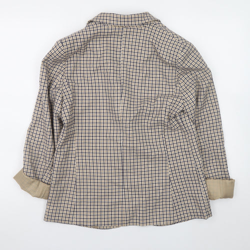 La Redoute Women Beige Check Blazer Size 10 Lined Single-Breasted Jacket