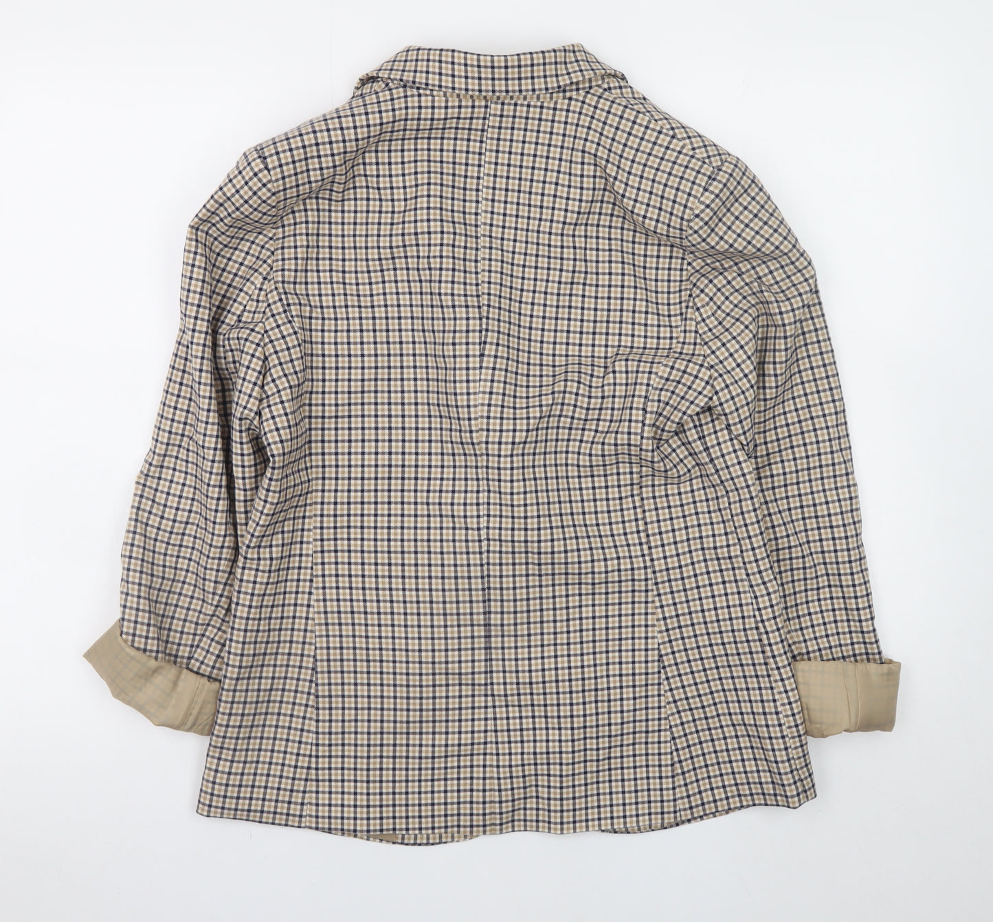 La Redoute Women Beige Check Blazer Size 10 Lined Single-Breasted Jacket