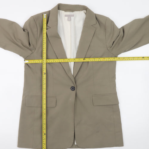 H&M Womens Beige Blazer Jacket Size S Single Breasted Lined Classic Fit