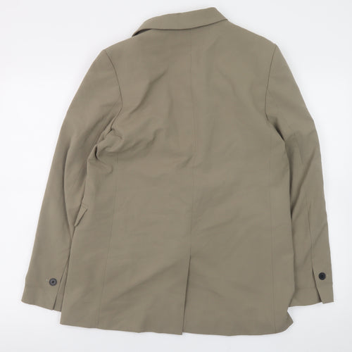 H&M Womens Beige Blazer Jacket Size S Single Breasted Lined Classic Fit