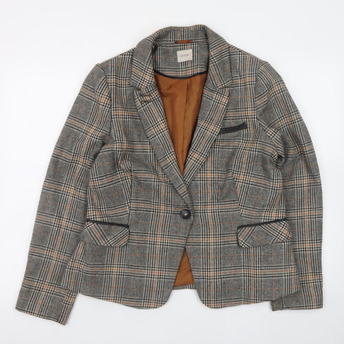 George Women’s Brown Check Tweed Blazer Jacket UK 16 Regular