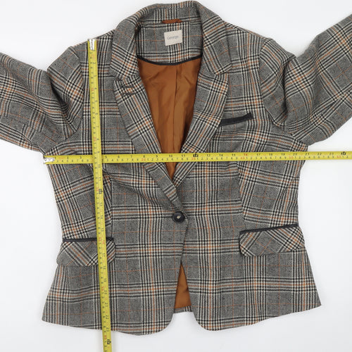 George Women’s Brown Check Tweed Blazer Jacket UK 16 Regular